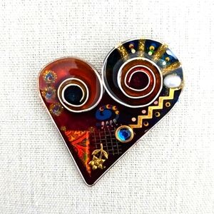 YOSSI STEINBERG ISRAELI ARTIST ACRYLIC HEART BROOCH